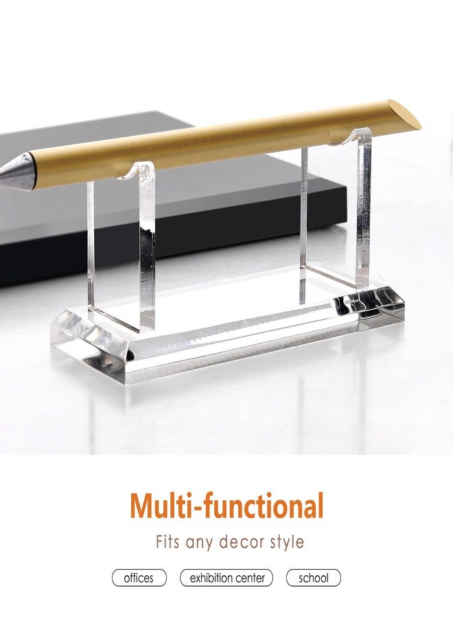 YUXUN Acrylic Pen Holder for Desk - Horizontal Single Pen Display Stand with 8mm Thick Base | Fountain Pen Rest, Apple Pencil Stand, Crystal-Clear Desk Organizer - Image 5
