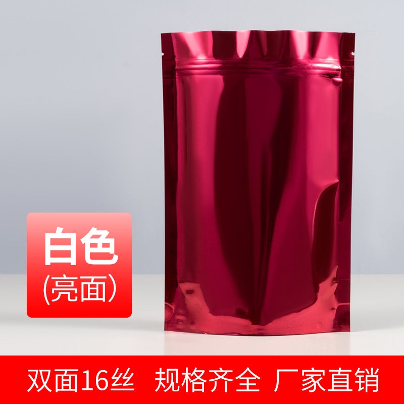 Color Plated Aluminum Foil Self-Supporting Self-Sealing Bag Tea Packaging Bag Sealed Bag Snack Packaging Bag Spot - Image 1
