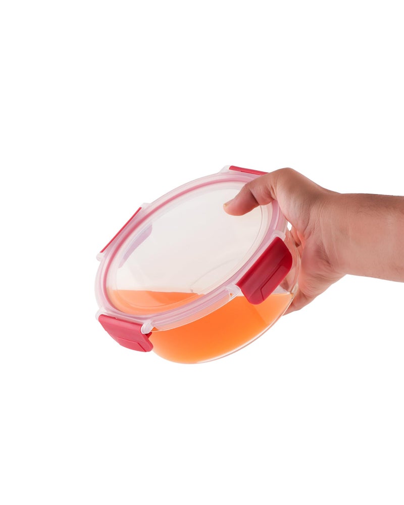 DUBBLIN Lock Me Up Glass Heat Resistant Borosilicate Glass Container 970ml - Round, Clear | Oven, Freezer & Microwave Safe Storage Solution (1 Piece) - Image 4