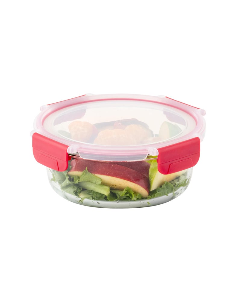 DUBBLIN Lock Me Up Glass Heat Resistant Borosilicate Glass Container 970ml - Round, Clear | Oven, Freezer & Microwave Safe Storage Solution (1 Piece) - Image 5