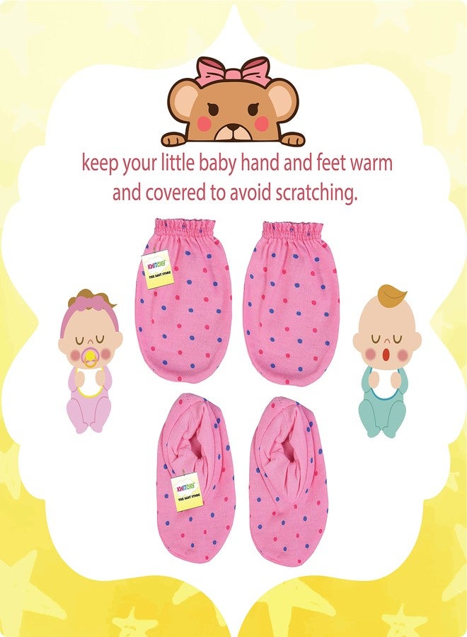 Kwitchy Baby Mitten & Booties Set | Cotton | Gloves & Mittens | Hand Glove | Elastic Wristbands | Socks | New Born | Clothes Set | Infants | Boys & Girls | Gift Packs (0-6 Months, Multicolor) - Image 4