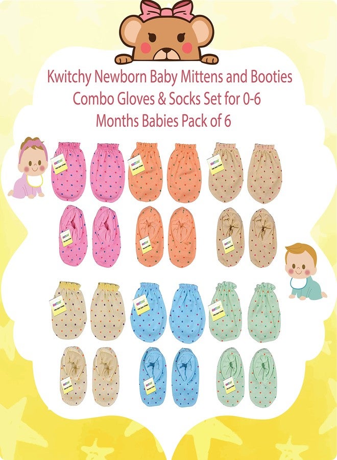 Kwitchy Baby Mitten & Booties Set | Cotton | Gloves & Mittens | Hand Glove | Elastic Wristbands | Socks | New Born | Clothes Set | Infants | Boys & Girls | Gift Packs (0-6 Months, Multicolor) - Image 2