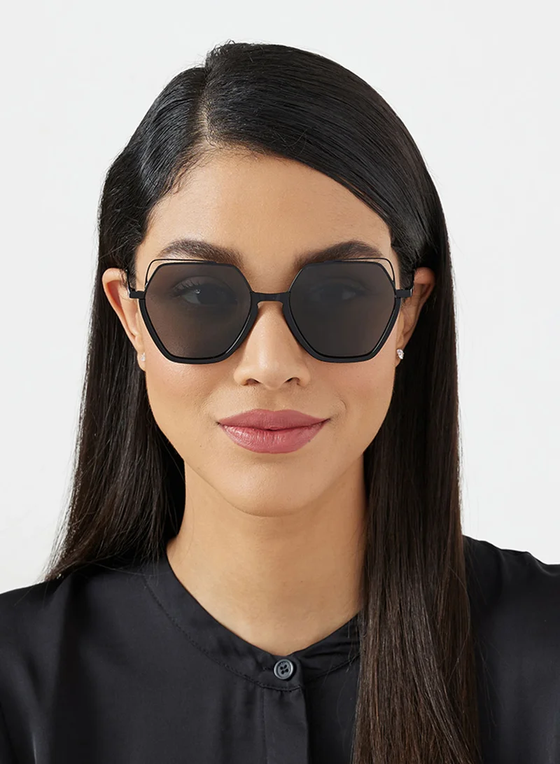 30Sundays Grace,Women Sunglasses, Geometric Sunglasses, UV Protection: UV400 (Black,Grey)