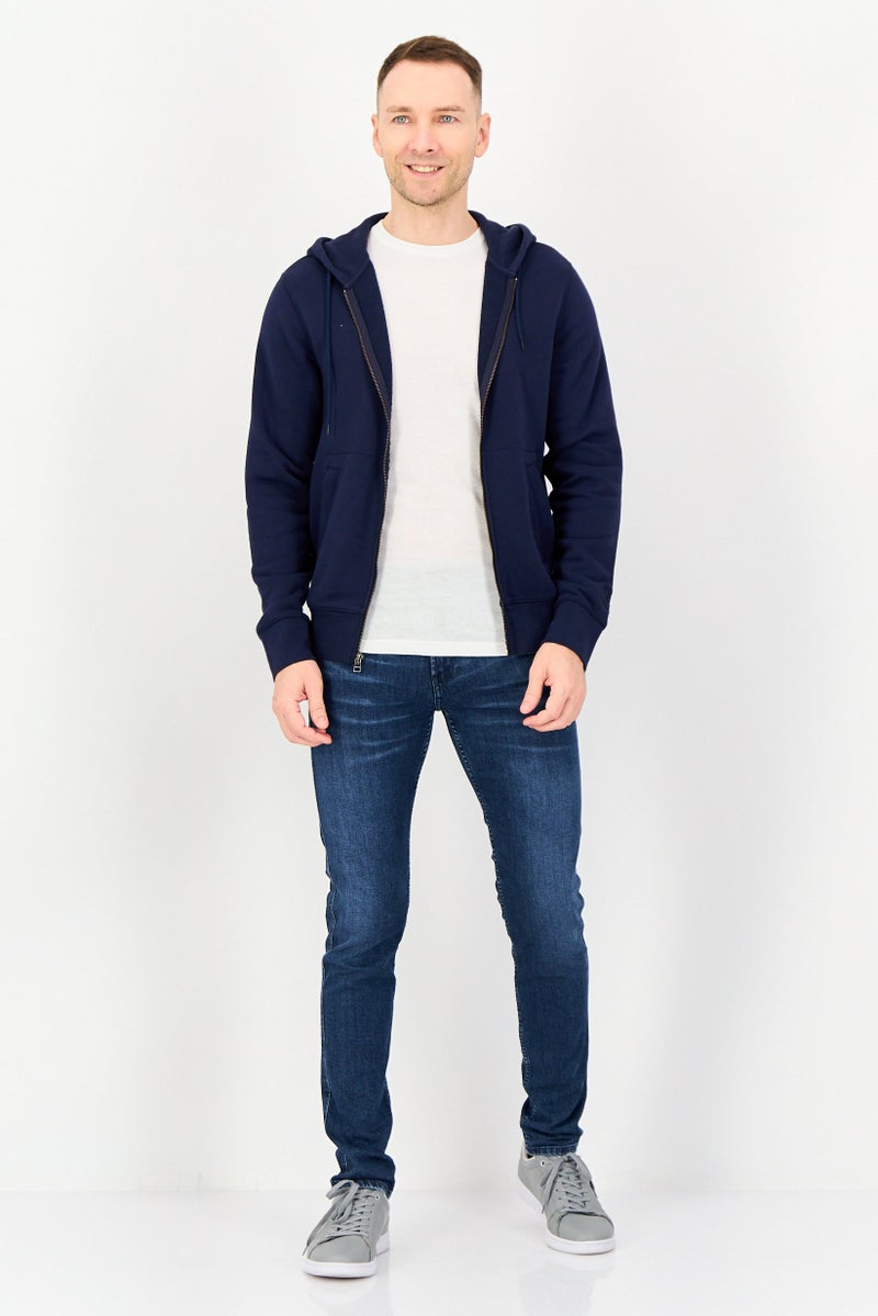 DOCKERS Men Solid Long Sleeve Full Zip Hoodie, Navy - Image 4