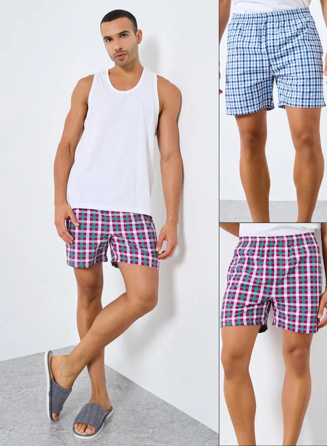 ستايلي طقم منسق من 2 بوكسر منسوج مخطط