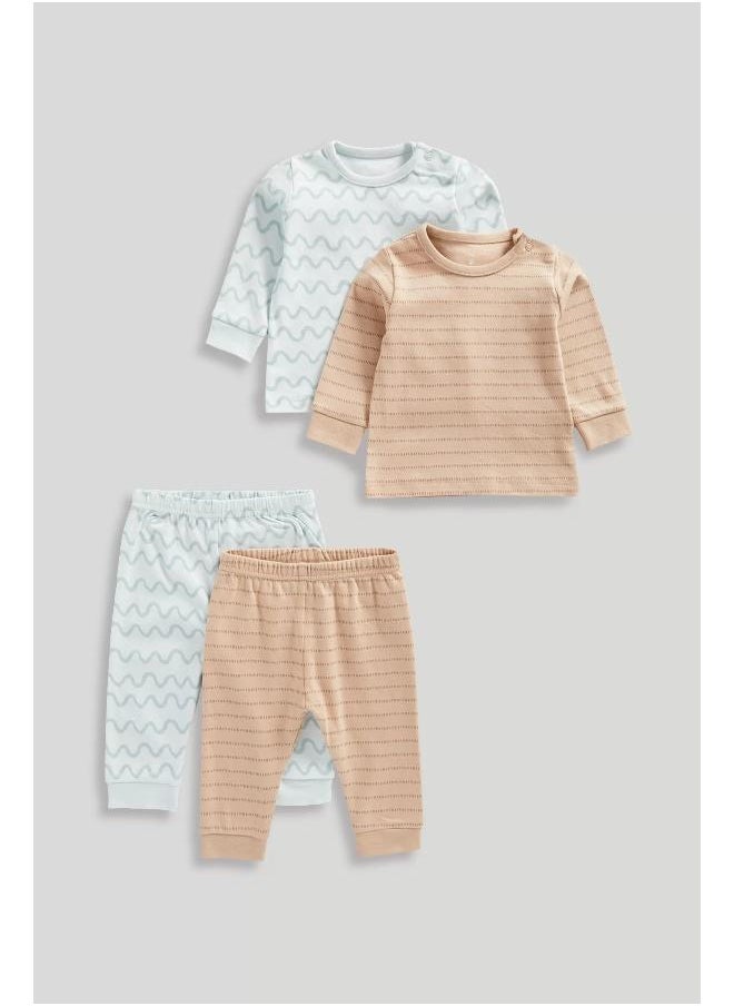 mothercare 2 Pack Wave Baby Pyjamas  - Image 1