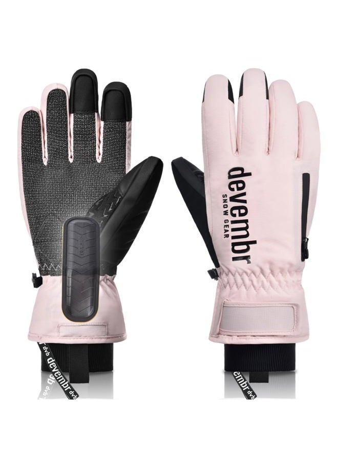 devembr Ski Gloves with Wrist Guards and Undercuff Design, Snowboarding Gloves Touchscreen, Pink, S - Image 1