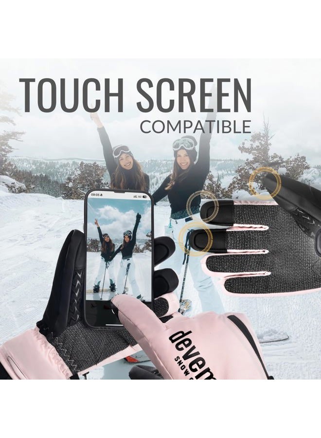 devembr Ski Gloves with Wrist Guards and Undercuff Design, Snowboarding Gloves Touchscreen, Pink, S - Image 4
