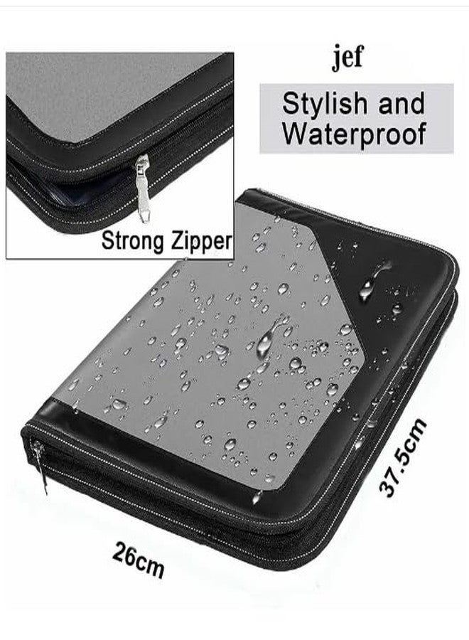HCS PU Leather 24-Pocket A4 File Organizer - Professional Document Holder for Certificates, Legal Documents, Home, Office, School Use (Grey) - Image 3