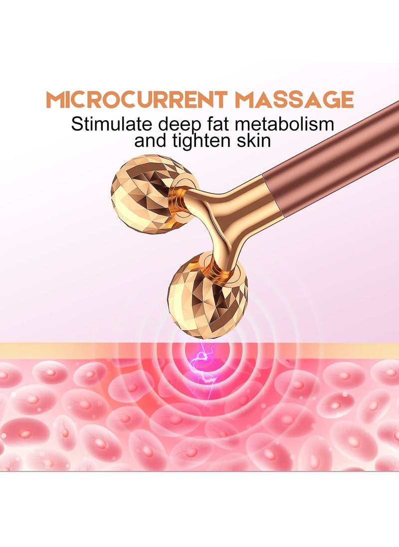 Beauty Bar - 2-IN-1 Beauty Bar 24k Golden Pulse Facial Face Massager, Electric 3D Roller and T Shape Arm Eye Nose Head Massager Facial Roller Massager Kit Skin Care Tools - Image 1
