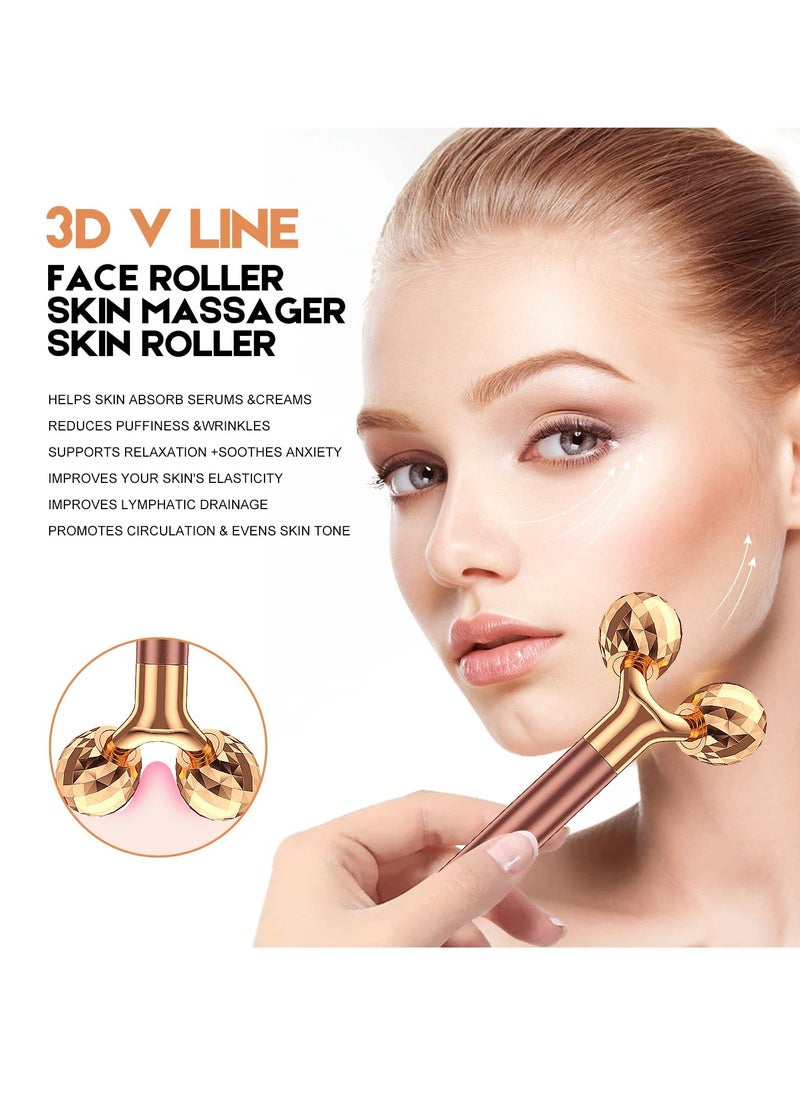 Beauty Bar - 2-IN-1 Beauty Bar 24k Golden Pulse Facial Face Massager, Electric 3D Roller and T Shape Arm Eye Nose Head Massager Facial Roller Massager Kit Skin Care Tools - Image 1