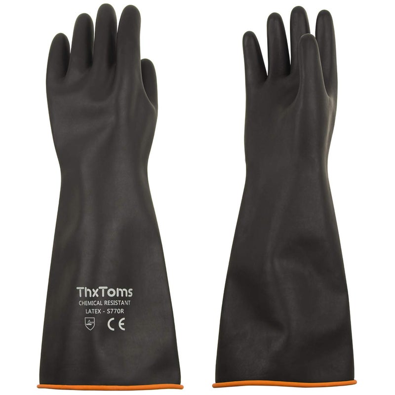 ThxToms Heavy Duty Latex Gloves, Resist Strong Acid, Alkali and Oil, 18", 1 Pair - Image 1