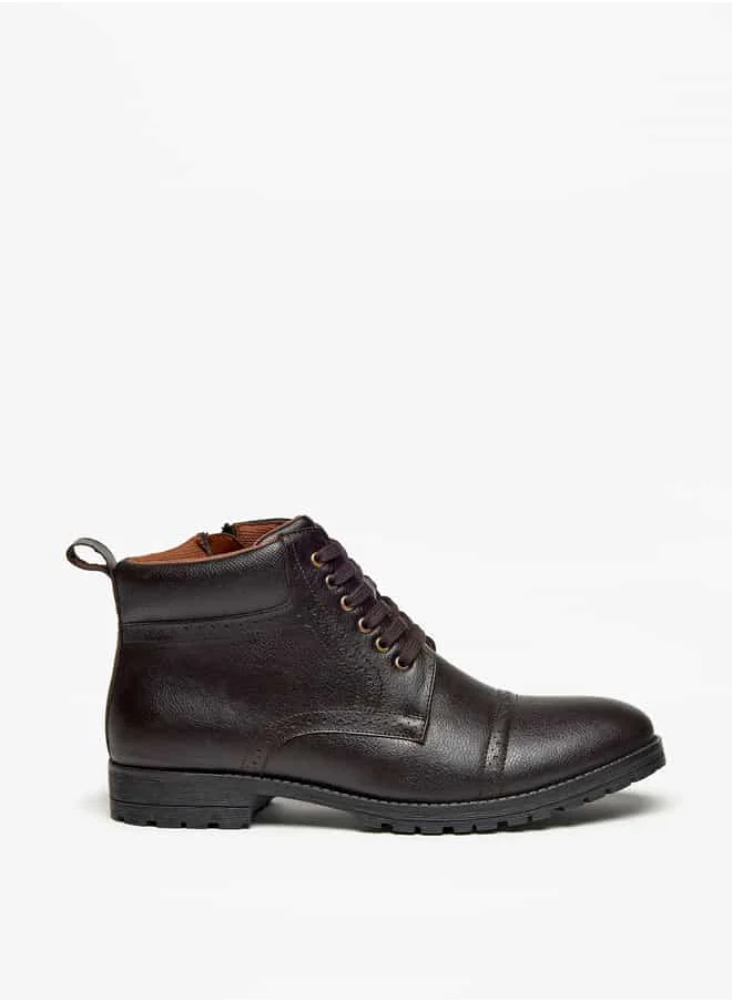 LBL by Shoexpress Men Perforated Chukka Boots with Zip Closure
