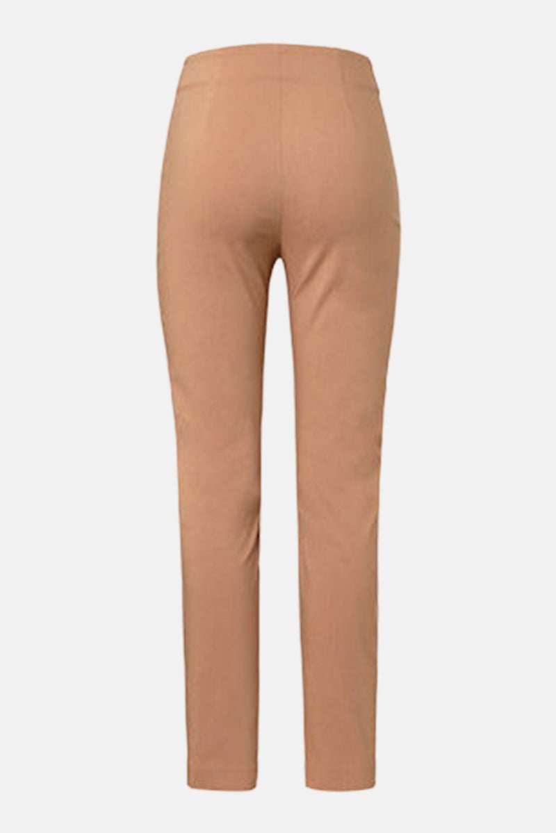 Tchibo Womwn Slim Fit Solid Stretchable Straight Leg Pant, Beige - Image 2