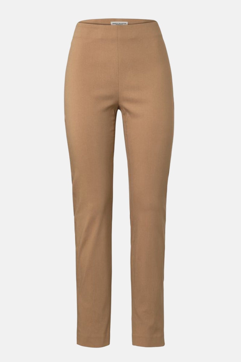 Tchibo Womwn Slim Fit Solid Stretchable Straight Leg Pant, Beige - Image 3