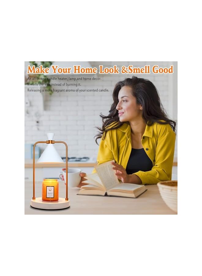 The Bros Candle Warmer Lamp with 2 Bulbs and Timer, Compatible with Candle Large Jar Candle,Candle Lamp, Dimmable Lamp Style Candle Melter for Scented Candle, Wax Melt, Aid Lamp for Home Decor (White-1) - Image 5