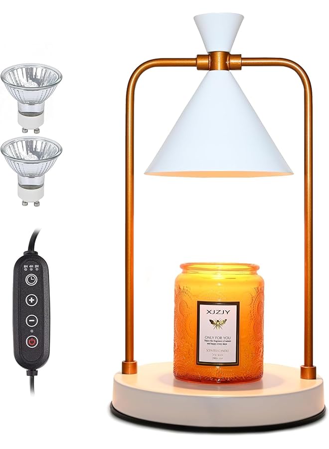 The Bros Candle Warmer Lamp with 2 Bulbs and Timer, Compatible with Candle Large Jar Candle,Candle Lamp, Dimmable Lamp Style Candle Melter for Scented Candle, Wax Melt, Aid Lamp for Home Decor (White-1) - Image 1
