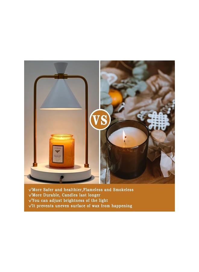 The Bros Candle Warmer Lamp with 2 Bulbs and Timer, Compatible with Candle Large Jar Candle,Candle Lamp, Dimmable Lamp Style Candle Melter for Scented Candle, Wax Melt, Aid Lamp for Home Decor (White-1) - Image 4