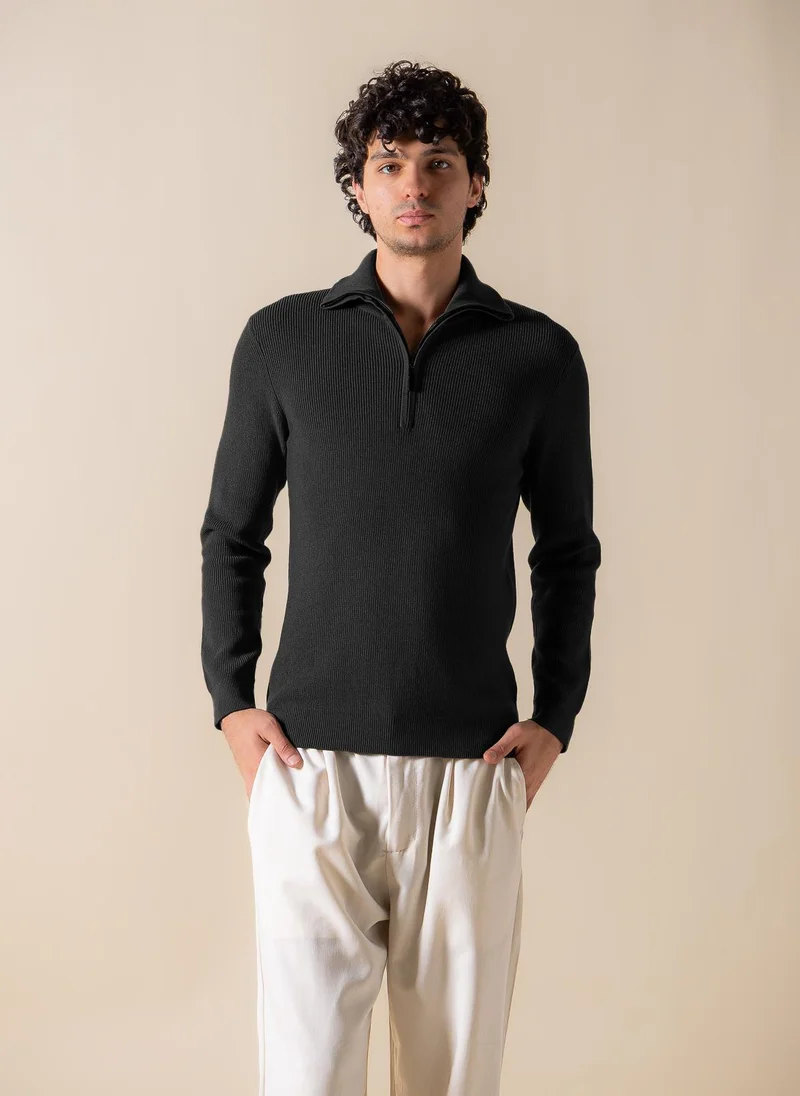 SHAPES KNITTED QUARTER-ZIP JUMPER