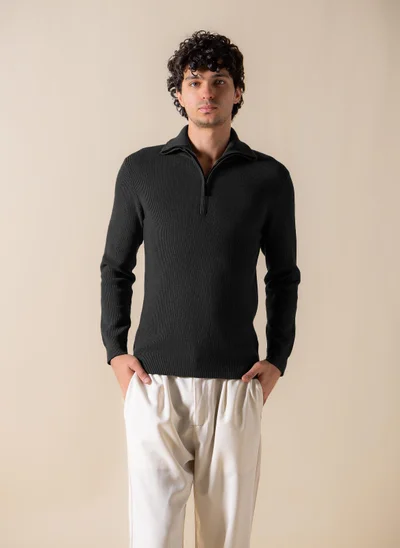 SHAPES KNITTED QUARTER-ZIP JUMPER