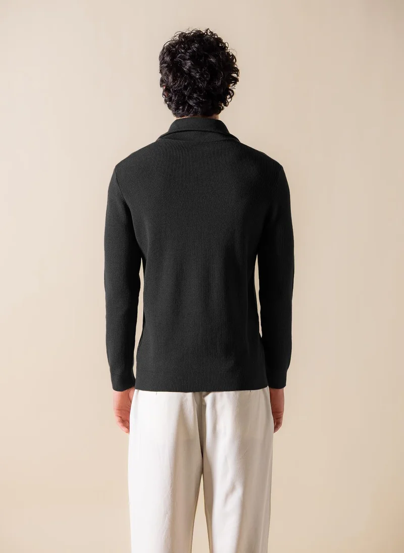 SHAPES KNITTED QUARTER-ZIP JUMPER