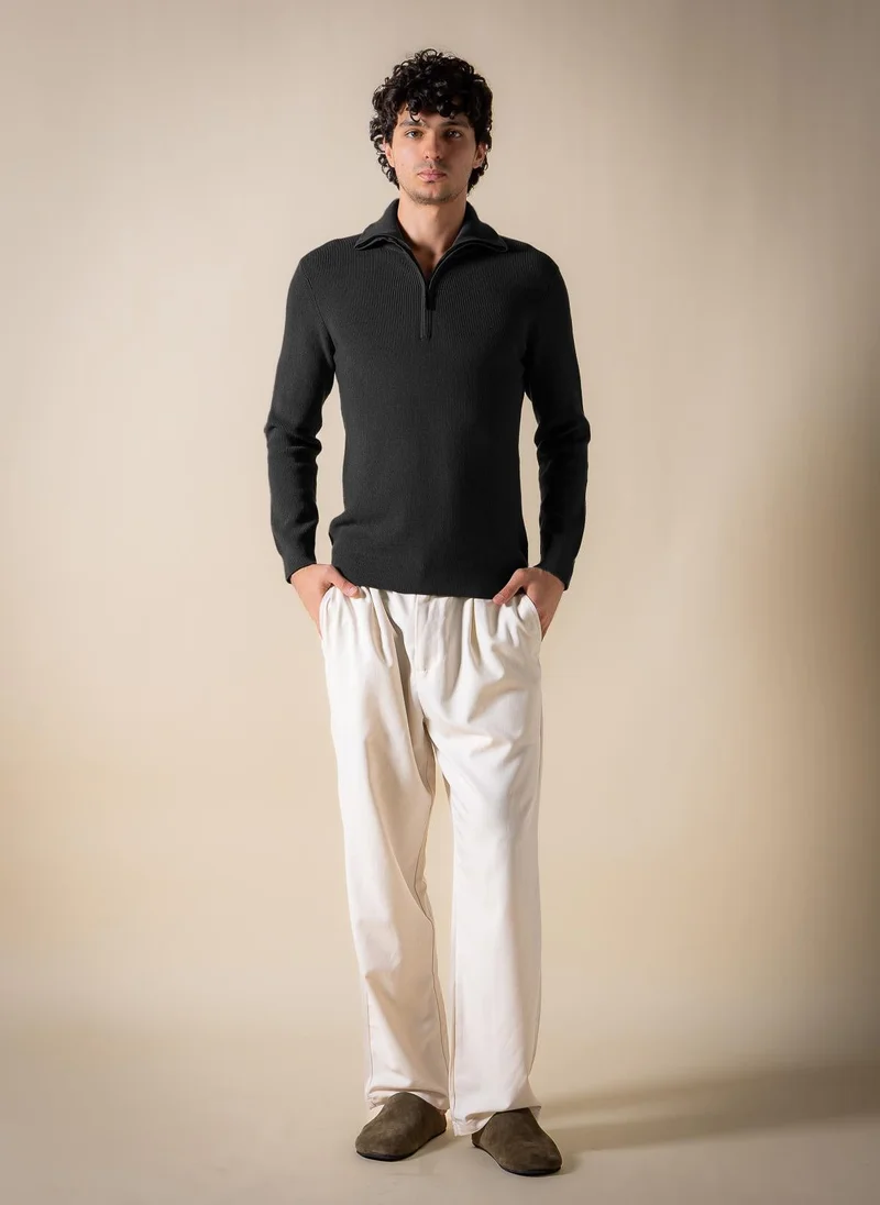 Shapes Black KNITTED QUARTER-ZIP JUMPER for Men | Best Price UAE