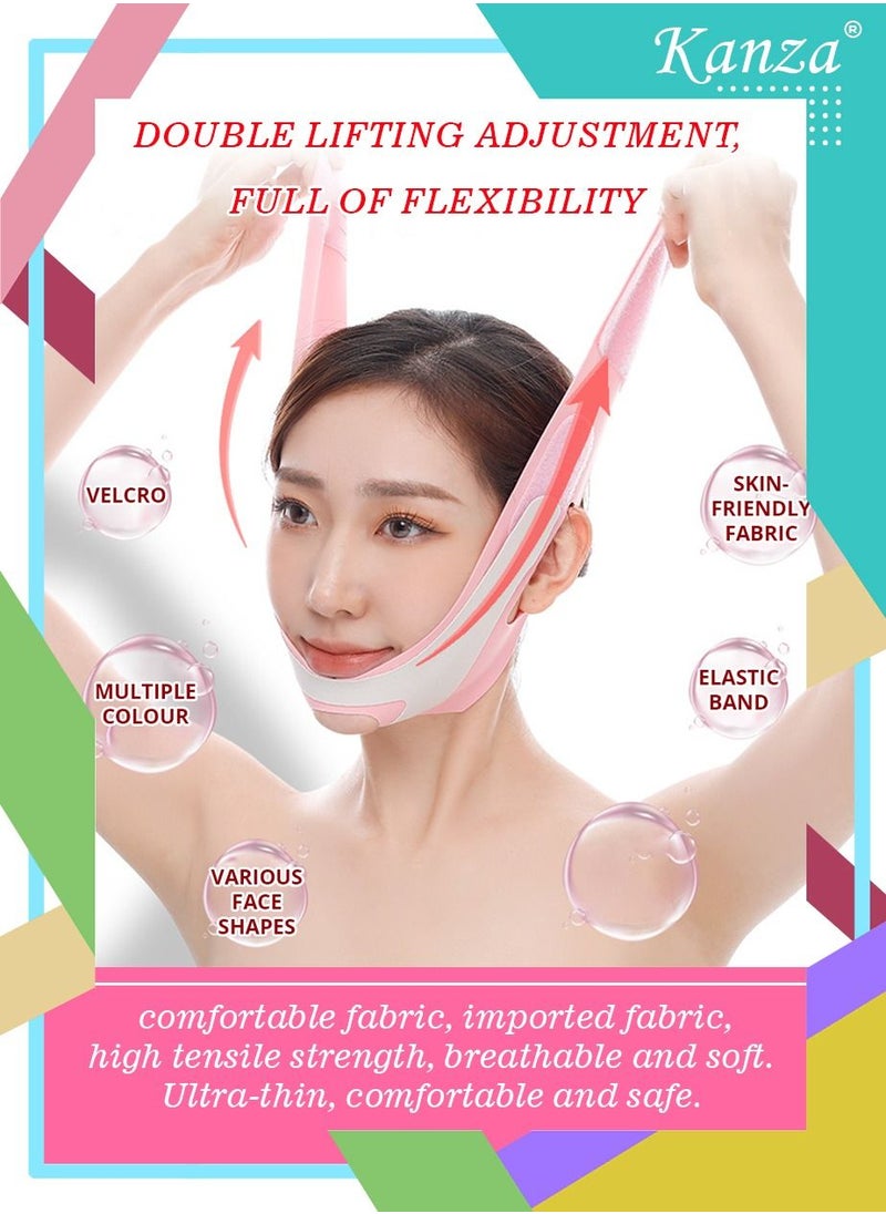 Kanza Double Chin Reducer Face Slimming Strap V Shaped Mask Eliminator Remover Tape Belt for women Anti - Wrinkle Face Mask Lifting Bandage for Shaggy Skin  - Image 4