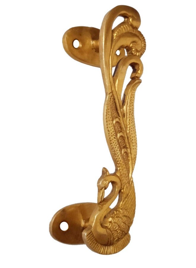 Purpledip Brass Handle Set: Two Gorgeous Peacock Shape Vintage Design Grips for Doors Dresser Cupboard Drawer (11023) - Image 4