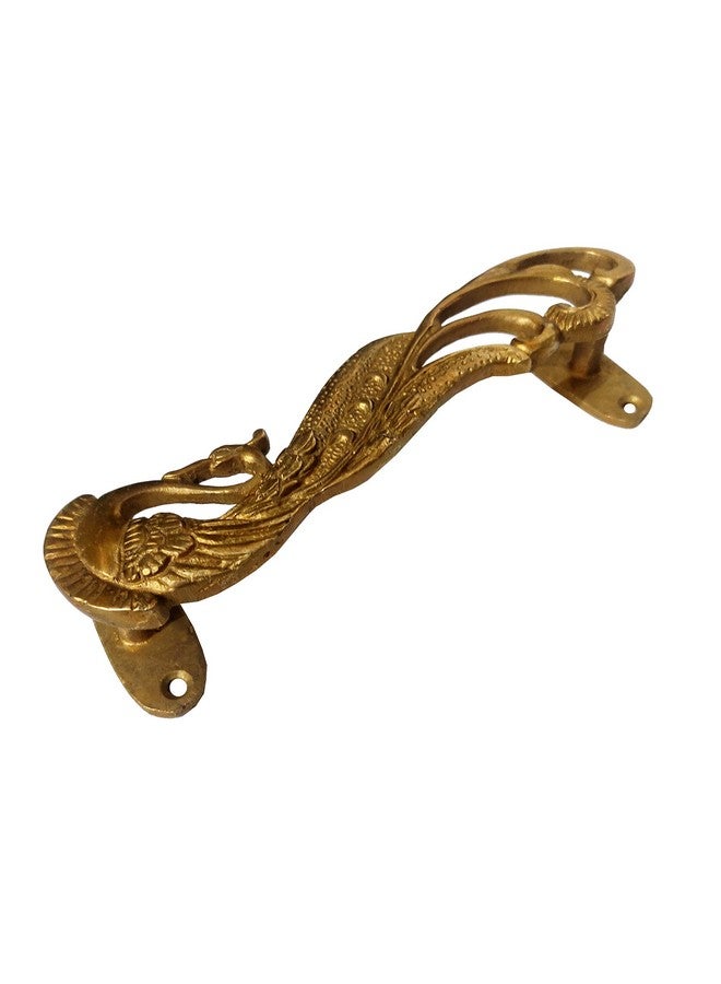 Purpledip Brass Handle Set: Two Gorgeous Peacock Shape Vintage Design Grips for Doors Dresser Cupboard Drawer (11023) - Image 3