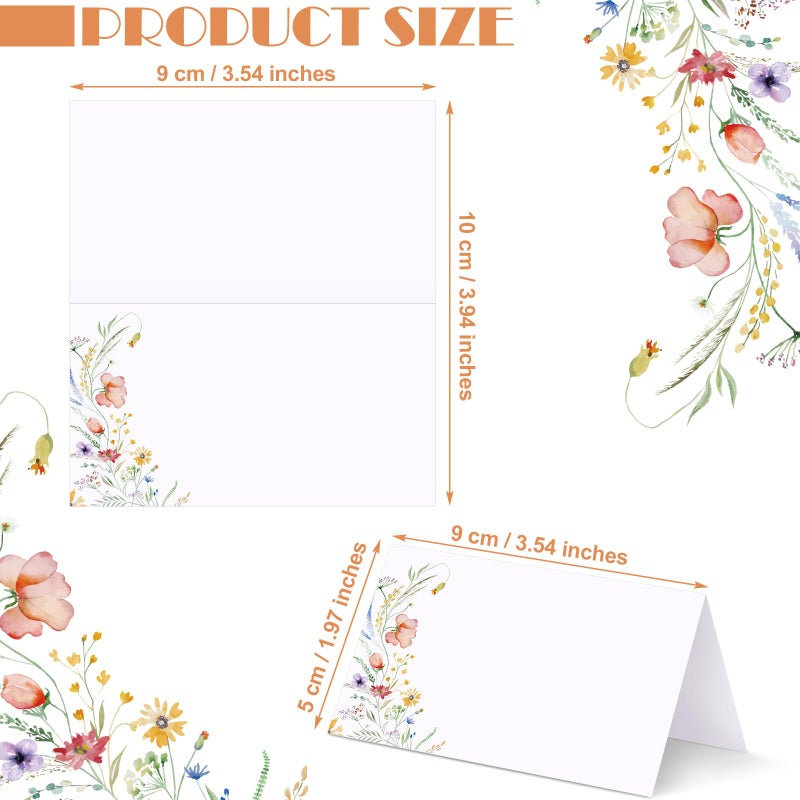 Sinload 120 Pcs Watercolor Wildflower Place Cards Tented Seating Floral Place Blank Table Name Cards Signs Folding for Party Bridal Shower Dinner - Image 2