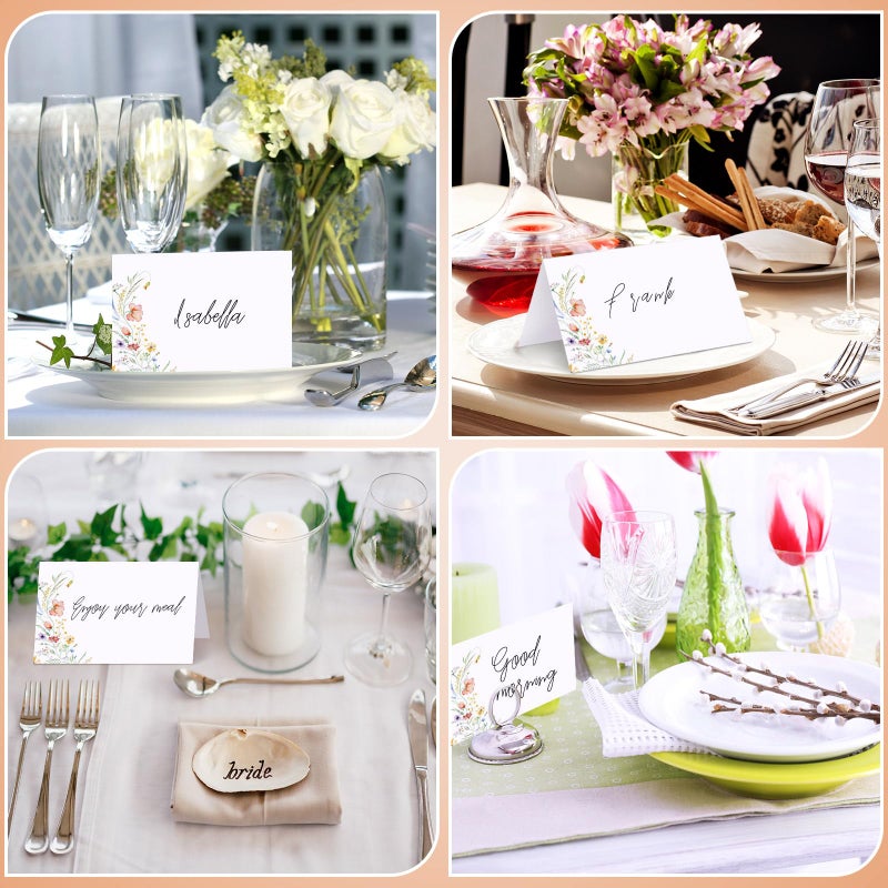 Sinload 120 Pcs Watercolor Wildflower Place Cards Tented Seating Floral Place Blank Table Name Cards Signs Folding for Party Bridal Shower Dinner - Image 5