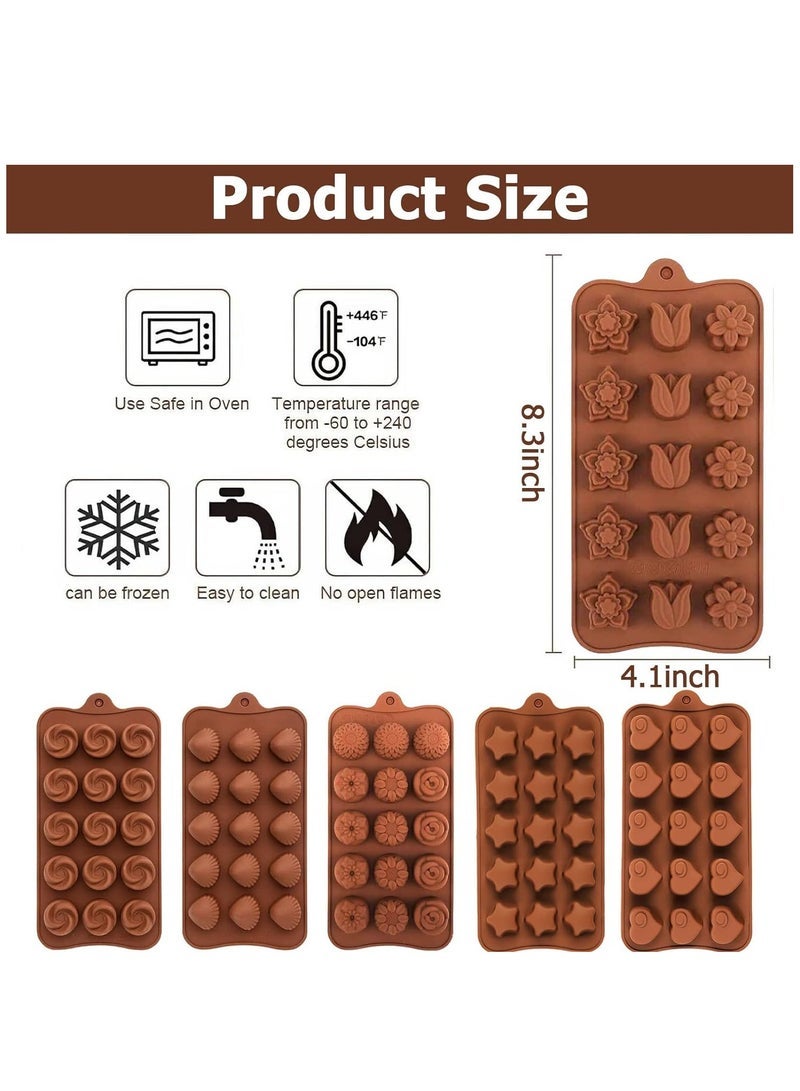 Silicone Chocolate Moulds, 6 Pack Candy Moulds, BPA Free, Non-Stick Silicone Molds for Making Jelly, Pralines, Gummy, Chocolate - Image 3