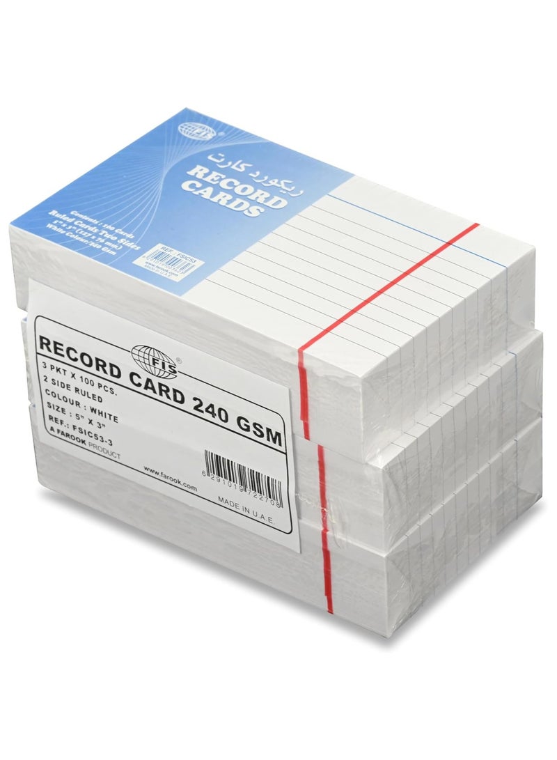 FIS® Ruled Record Cards or Index Cards, Size:5"x3" Inches (127x76mm), Two Sides Single Ruled, 240gsm, 100 Sheets Per Packet, Packet of 3 Pieces, White Color-FSIC53-3 - Image 4