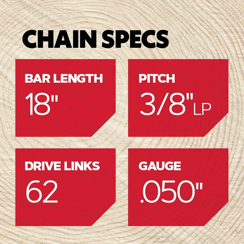 Oregon S62 AdvanceCut Chainsaw Chain for 18-Inch Bar, 62 Drive Links, Low-Kickback Chain, fits Husqvarna, Echo, Poulan, Craftsman, Echo and More - Image 4