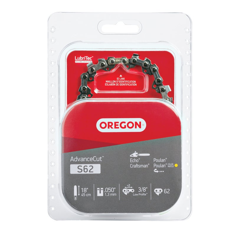 Oregon S62 AdvanceCut Chainsaw Chain for 18-Inch Bar, 62 Drive Links, Low-Kickback Chain, fits Husqvarna, Echo, Poulan, Craftsman, Echo and More - Image 1