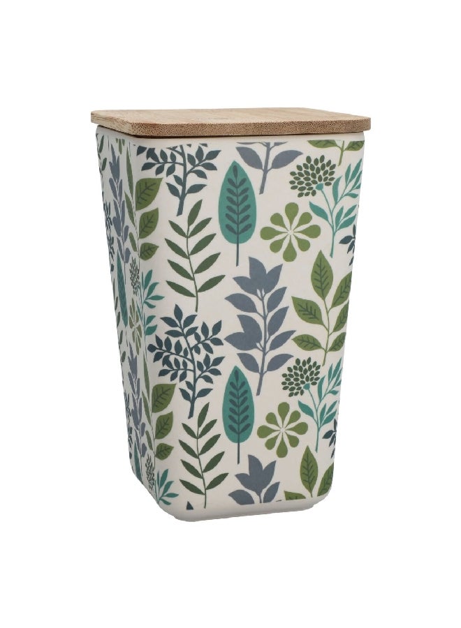 Felli Leaf and Floral Printed Bamboo Fiber Canister with Lid Multicolor 1.2 L JH80191 - Image 3