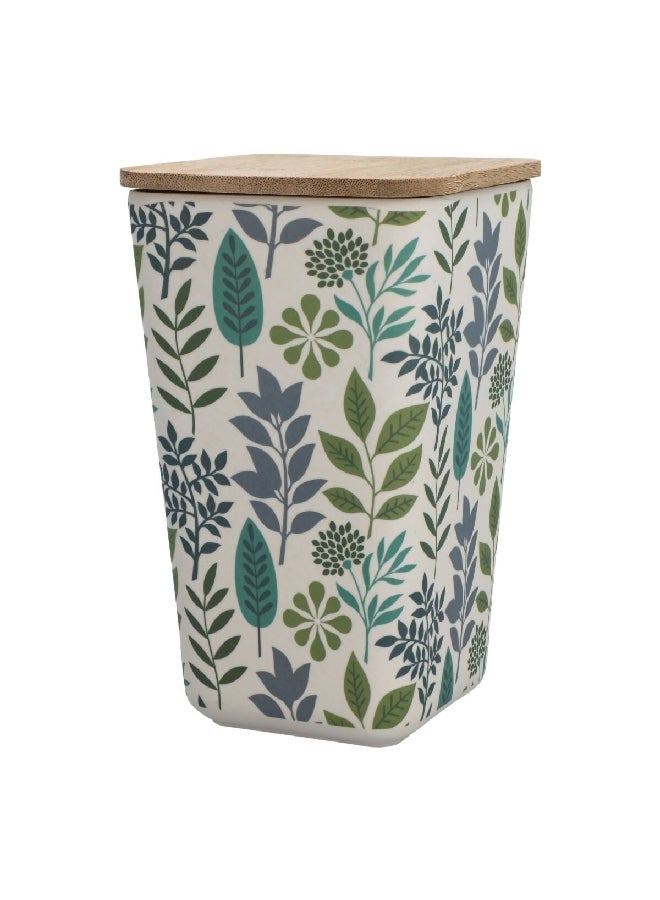 Felli Leaf and Floral Printed Bamboo Fiber Canister with Lid Multicolor 1.2 L JH80191 - Image 2