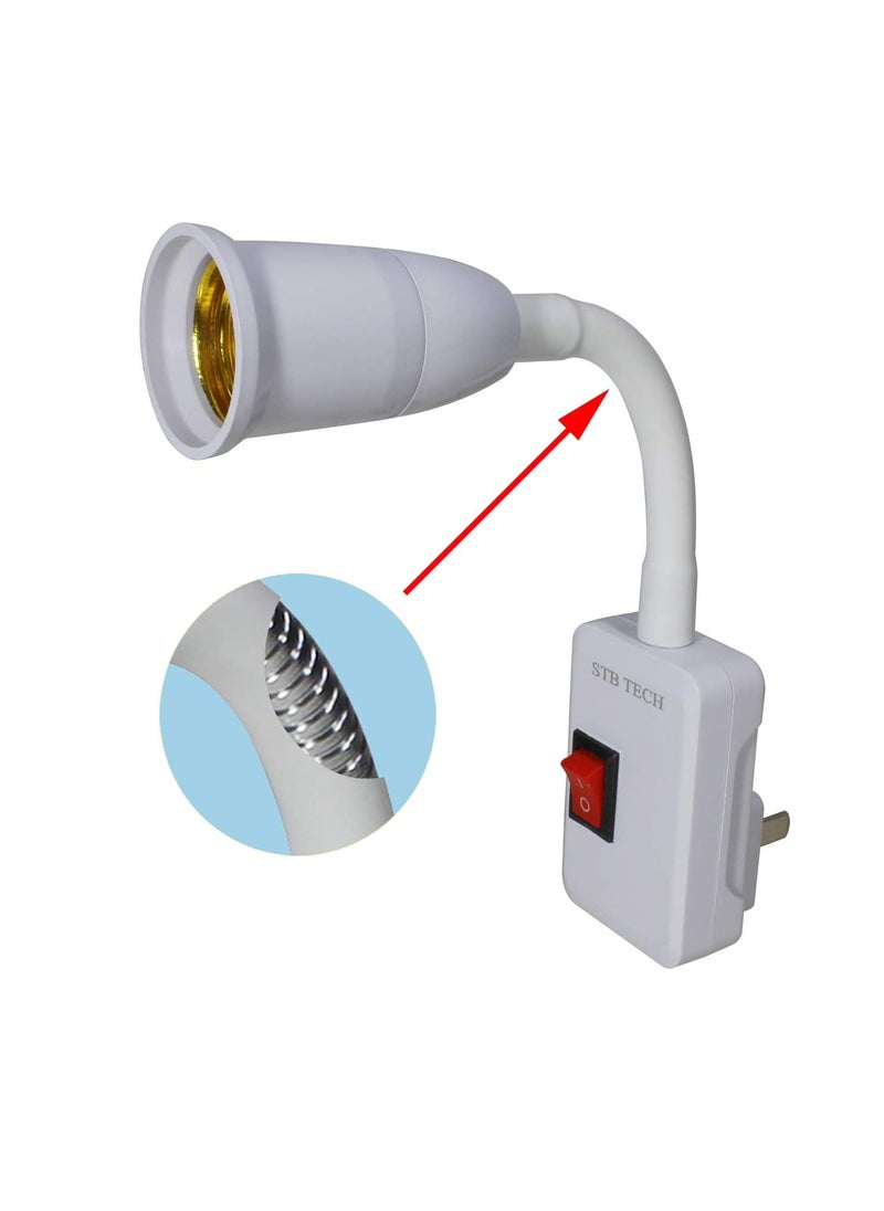 PAMEER - Plugin Light Socket Adapter Plug Lamp Desk Extender for AC Bulb E26 E27 Holder All Direction Bulb Adapter with ON OFF Switch - Image 1