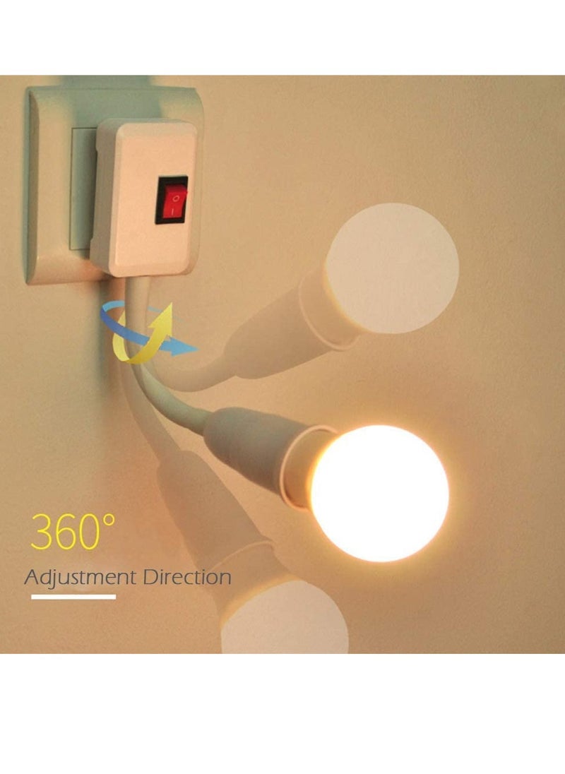 PAMEER - Plugin Light Socket Adapter Plug Lamp Desk Extender for AC Bulb E26 E27 Holder All Direction Bulb Adapter with ON OFF Switch - Image 1