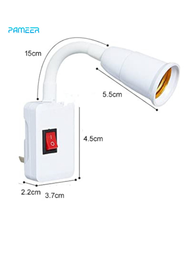 PAMEER Plugin Light Socket Adapter Plug Lamp Desk Extender for AC Bulb E26 E27 Holder All Direction Bulb Adapter with ON OFF Switch  - Image 2