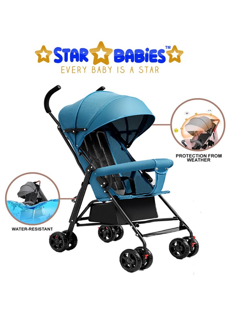 Star Babies - Buy 1 Get 1 (Lightweight Portable Infant Stroller W/ Compact Fold with Free 25pcs Disposable changing mat- Blue - Image 4