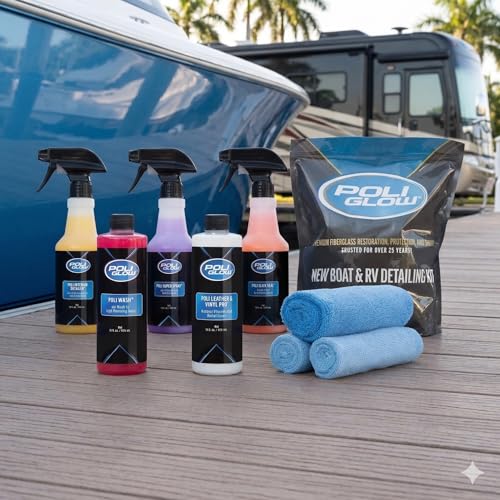 Poli Glow® 16 oz Vehicle Detailing Kit – All-in-One Cleaner & Protectant Set for Cars, Boats & RVs – Includes Interior, Exterior, Leather & Ceramic Detailers + Microfiber Towels – 7-Piece Kit - Image 3