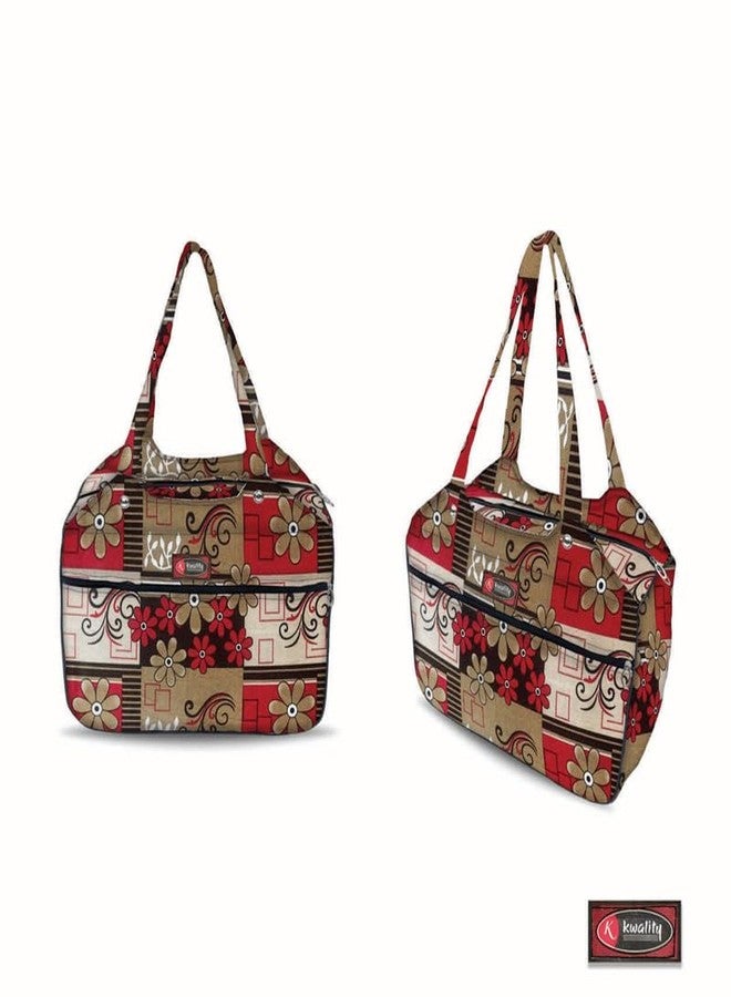 Temoli Handbag or Travel Bag for carrying things or also used as a office bag or college bag,Flower & Mahroon,4 Pcs - Image 4