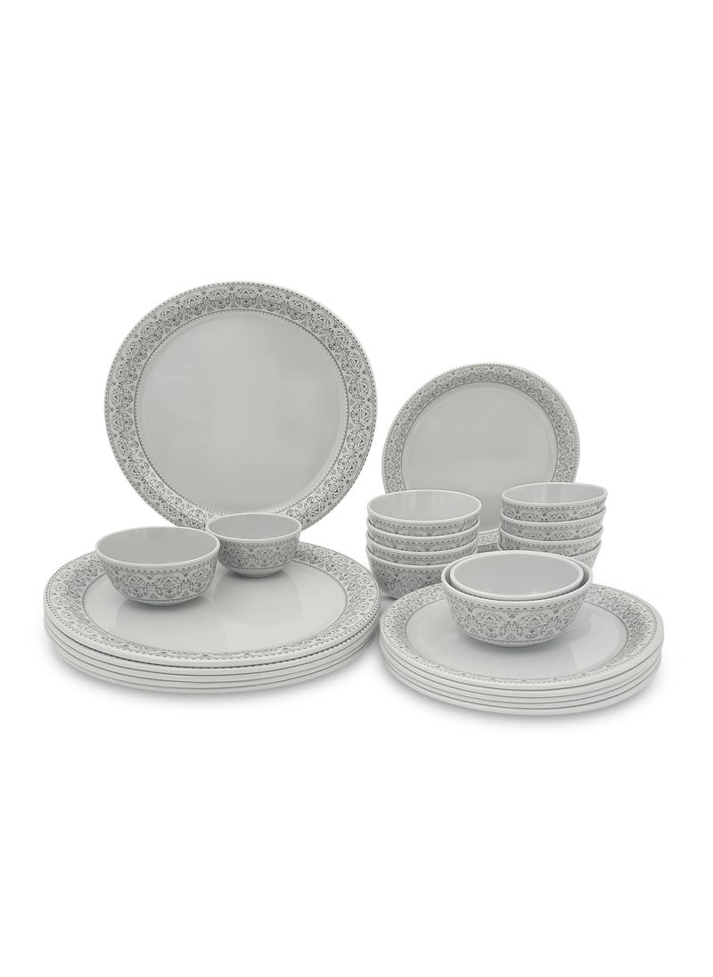 Superware SUPERWARE | Food Grade Melamine | Dinner Set - Manila Gray Lava (24 pcs.) | Dinnerware, Tableware, Stain Free, Glazed Finish  - Image 1