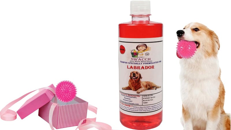 swacch Shampoo | Puppy Safe Shampoo | PH Balanced | Ditch to Itch for Labrador Dog Shampoo 500ml (Jasmine) + Spike Ball Chew Toy Combo Pack - Image 1