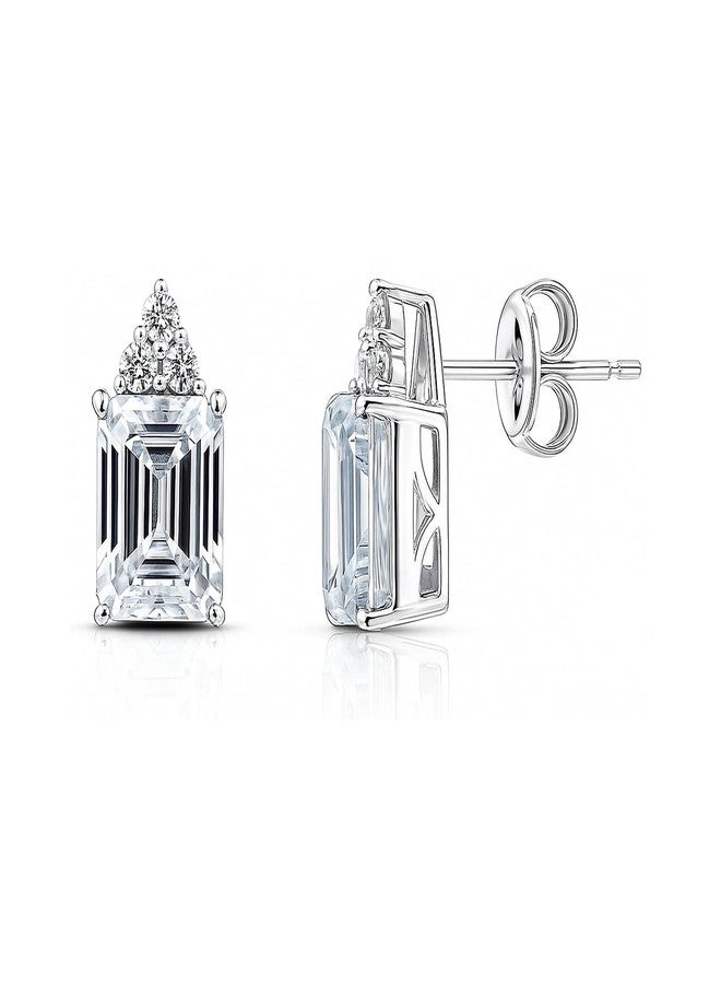 بيركيل أقراط بيريكل من الفضة الإسترلينية المرصعة بحجر زركونيا مكعب بقطع الزمرد عيار 4.2 قيراط للنساء - Image 1