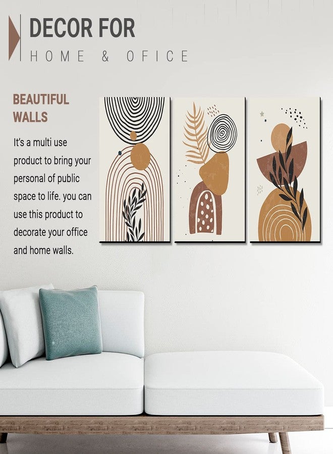 HOTHOUSE Boho Wall Art For Living Room Office Bed Room | Modern Wall Art MDF Panels For Wall Décor | Wall Art Panels For Home Decoration | Wall Art Panels | Modern Art Painting MDF Panels | Set Of 3 | (Art 2, 9x12 inch, Unframed) - Image 3