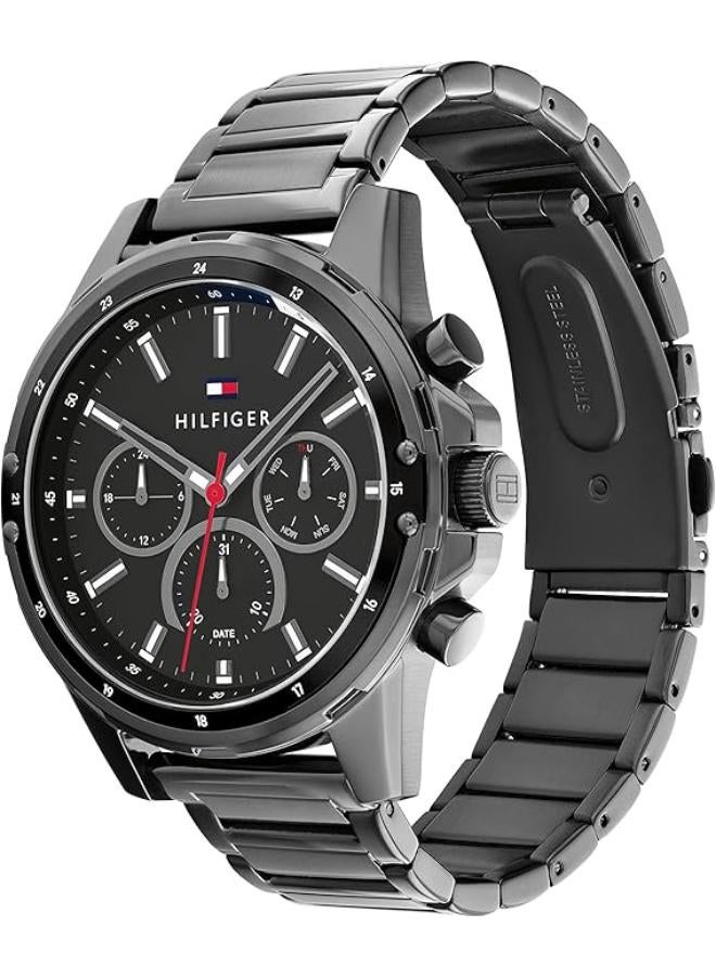 TOMMY HILFIGER Tommy Hilfiger Analogue Multifunction Quartz Watch for Men with Black Stainless Steel Bracelet - 1791935 - Image 2