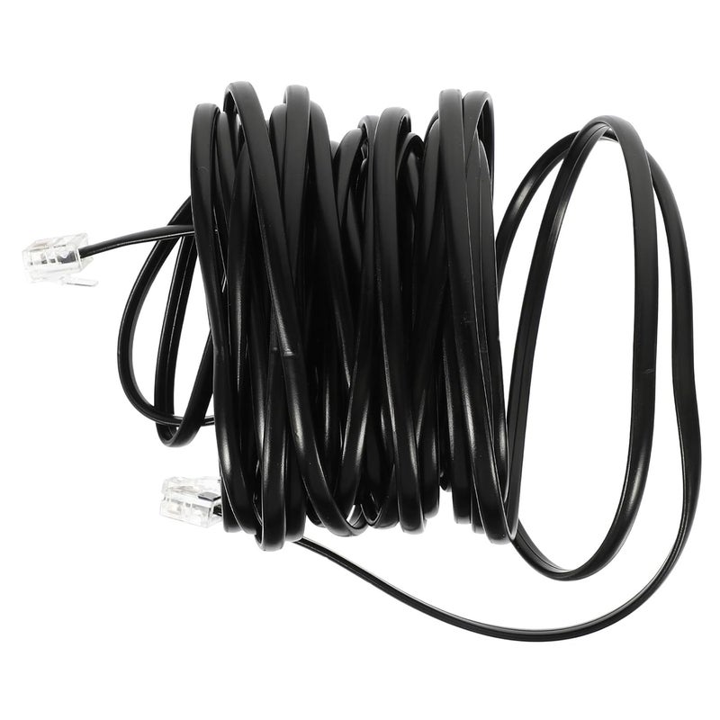 ARTIBETTER 7.6m 6p4c Rj11 Telephone Line Cord Extension Cable Black for Landline Phones Replacement Telephone Accessory - Image 1