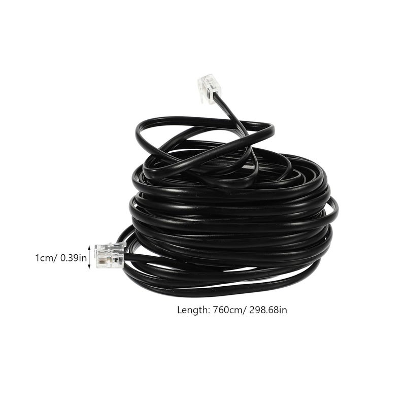 ARTIBETTER 7.6m 6p4c Rj11 Telephone Line Cord Extension Cable Black for Landline Phones Replacement Telephone Accessory - Image 2